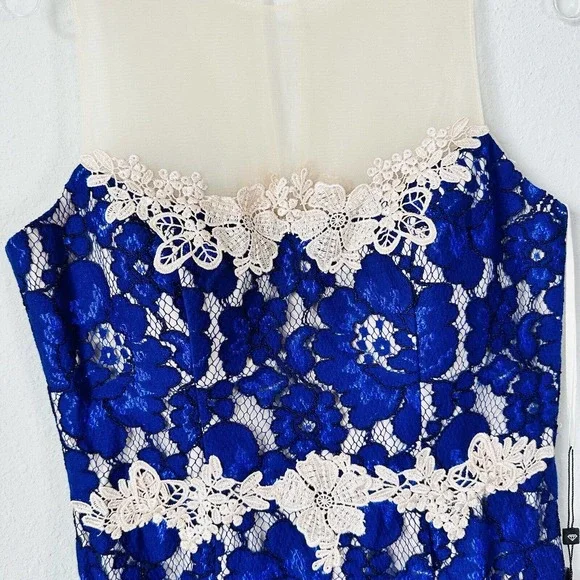 chinese dress ladies Forever Unique Blue and Nude Lace Dress- Size 2 – The Saved Collection